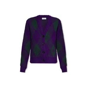 Burberry Cardigan met argyle patroon , Purple , Dames , Maat: S