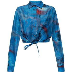 Marni, Dames, Blouses & Shirts, Blauw, Maat: S Zijde,