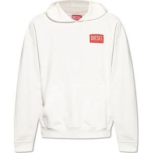 Diesel, Heren, Sweatshirts & Hoodies, Wit, Maat: S Katoen,