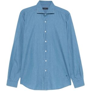 Fay, Heren, Overhemden, Blauw, Maat: M Denim,