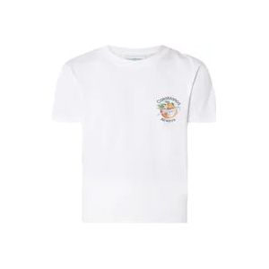 Casablanca Orbit Rond Oranje Wit T-Shirt , White , Heren , Maat: XL