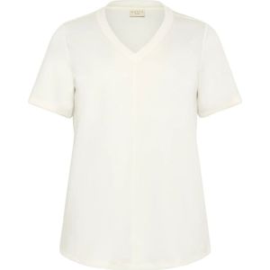 Kaffe Curve - Kcannita - T-shirt - Krijt - 48% Polyester 47% Viscose 5% Elastaan