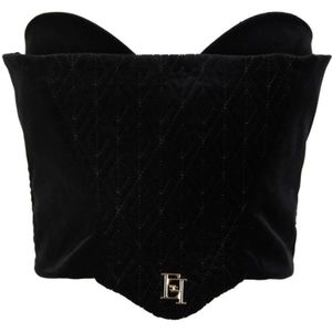 Elisabetta Franchi, Dames, Tops, Zwart, Maat: L Katoen,