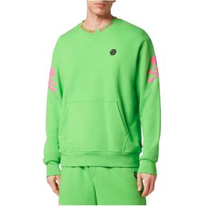 Philipp Plein, Heren, Sweatshirts & Hoodies, Groen, Maat: 2XL Katoen,