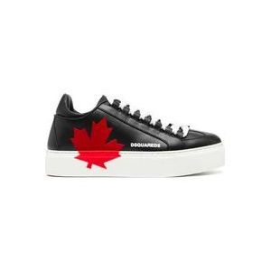 Dsquared2 Canadese Team Leren Sneakers , Black , Dames , Maat: 35 EU