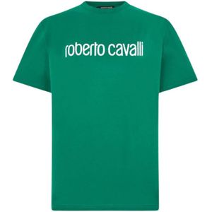 Roberto Cavalli, Heren, Tops, Groen, Maat: XL Katoen,