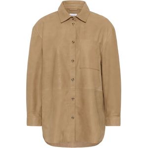 Saint Tropez, Dames, Blouses & Shirts, Bruin, Maat: M Leer,