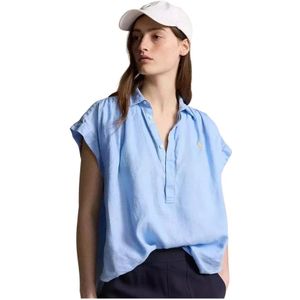 Ralph Lauren, Dames, Blouses & Shirts, Blauw, Maat: XS Linnen,