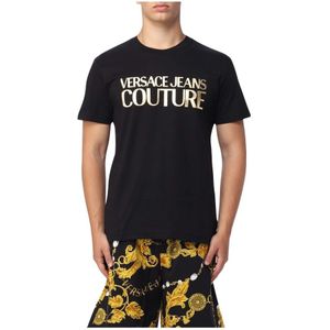 Versace Jeans Couture, Heren, Tops, Zwart, Maat: M Katoen,