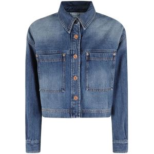 Aspesi, Dames, Jassen, Blauw, Maat: 2XS Denim,