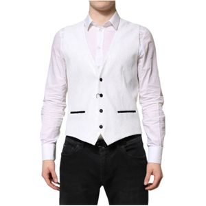 Dolce & Gabbana, Heren, Pakken, Wit, Maat: M Zijde,