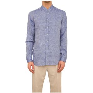 Emporio Armani, Heren, Overhemden, Blauw, Maat: 2XL