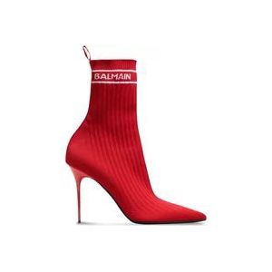 Balmain Skye stretch gebreide enkellaarzen , Red , Dames , Maat: 41 EU