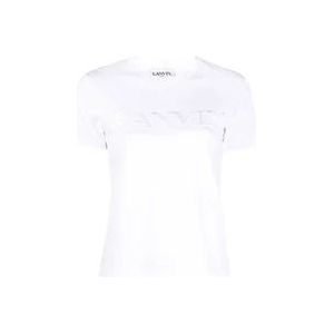 Lanvin Geborduurd T-shirt met klassieke pasvorm , White , Dames , Maat: L