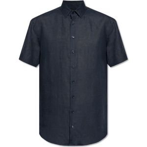 Giorgio Armani, Heren, Overhemden, Blauw, Maat: 2XS Linnen,