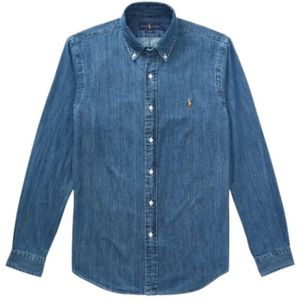 Polo Ralph Lauren, Heren, Overhemden, Blauw, Maat: XL Denim,