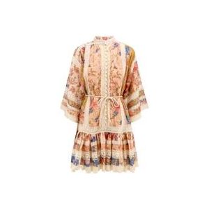 Zimmermann Katoenen kanten mini-jurk met geborduurde mouwen , Multicolor , Dames , Maat: XS