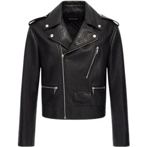 Roberto Cavalli, Heren, Jassen, Zwart, Maat: L Leer,