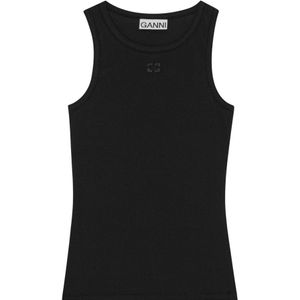 Ganni - Tanktop - Zwart - Katoen
