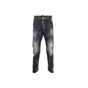 Dsquared2 Slim Fit Zwarte Jeans voor Heren , Black , Heren , Maat: 3XL