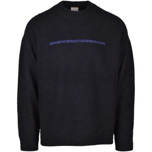 Emporio Armani - Gebreide Trui - Blauw - Lana Poliammide Model