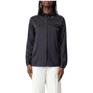 Emporio Armani - Blauwe Zijden Overhemd - Zwart - Dames - Lange Mouwen