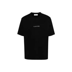 Lanvin Zwarte Geborduurde T-shirts en Polos , Black , Heren , Maat: L