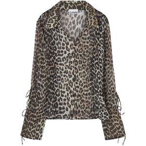 Ganni, Dames, Blouses & Shirts, Beige, Maat: XS