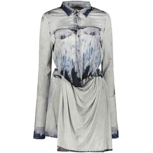 Diesel, Dames, Jurken, Blauw, Maat: S Denim,
