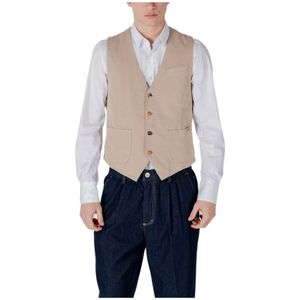 Gianni Lupo, Heren, Jassen, Beige, Maat: S Katoen,