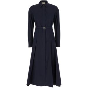 Tory Burch - Katoenen Jurk - Marineblauw - Midi-lengte - Lange Mouwen