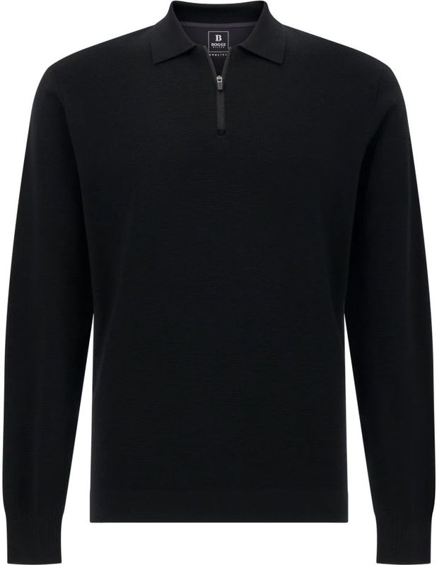Boggi Milano - B Tech - Trui - Zwart - Halve Rits - Merinowol