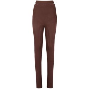 Andrea Adamo, Dames, Broeken, Bruin, Maat: XS Leer,