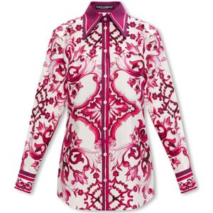 Dolce & Gabbana, Dames, Blouses & Shirts, Roze, Maat: XS Katoen,