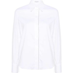 Brunello Cucinelli, Dames, Blouses & Shirts, Wit, Maat: S Katoen,