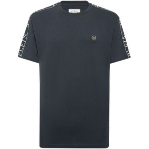 Philipp Plein, Heren, Tops, Blauw, Maat: S Katoen,