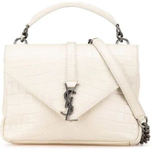 Yves Saint Laurent Vintage, Dames, Pre-owned, Wit, Maat: ONE Size Leer,