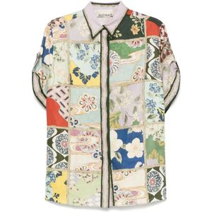 Alemais, Dames, Blouses & Shirts, Veelkleurig, Maat: M Linnen,