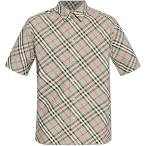 Burberry, Heren, Overhemden, Grijs, Maat: M Katoen,