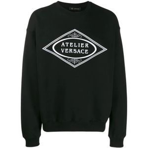 Versace, Heren, Sweatshirts & Hoodies, Zwart, Maat: XL Katoen,