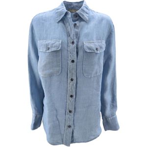 Kiltie, Dames, Blouses & Shirts, Blauw, Maat: M Linnen,