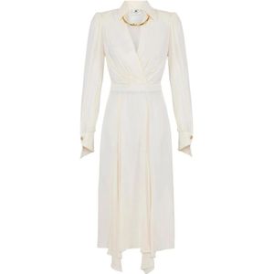 Elisabetta Franchi, Dames, Jurken, Beige, Maat: S Leer,