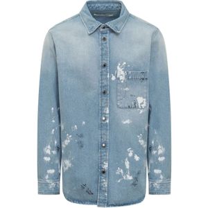 Darkpark, Heren, Overhemden, Blauw, Maat: S Denim,