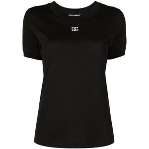 Dolce & Gabbana, Dames, Tops, Zwart, Maat: M Katoen,