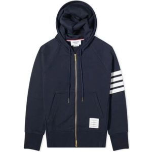 Thom Browne, Heren, Sweatshirts & Hoodies, Blauw, Maat: M Katoen,