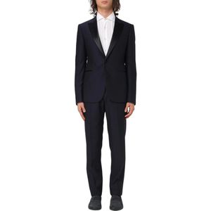 Emporio Armani, Heren, Pakken, Blauw, Maat: S Wol,
