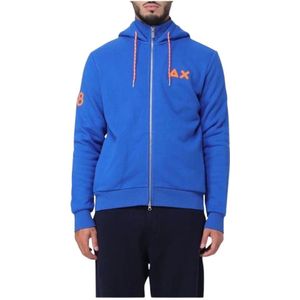 Sun68, Heren, Sweatshirts & Hoodies, Blauw, Maat: S Katoen,