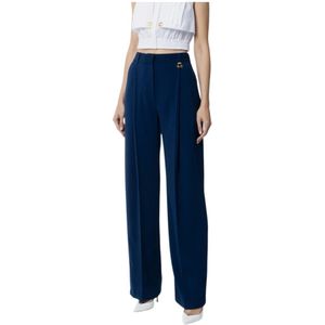 Elisabetta Franchi, Dames, Broeken, Blauw, Maat: XS Poliester,