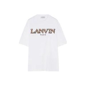 Lanvin Witte Curb T-shirt Jersey Katoen Logo , White , Heren , Maat: S