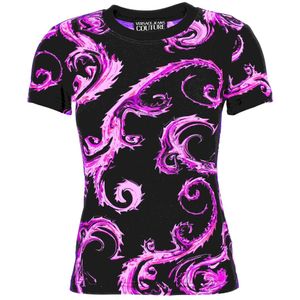 Versace Jeans Couture, Dames, Tops, Zwart, Maat: M Katoen,